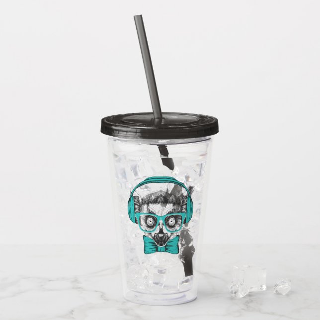 Lemur | Music Lover Acrylic Tumbler (Front Ice)