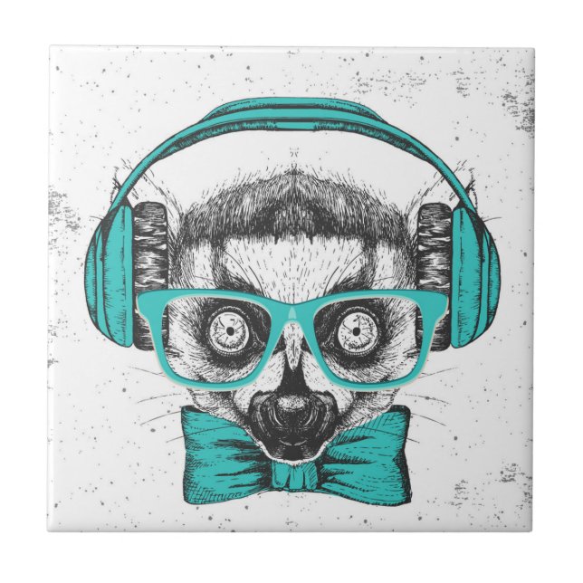 Lemur | Music Lover Ceramic Tile (Front)