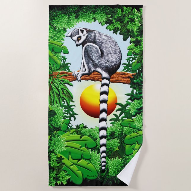 Lemur of Madagascar Beach Towel (Front)