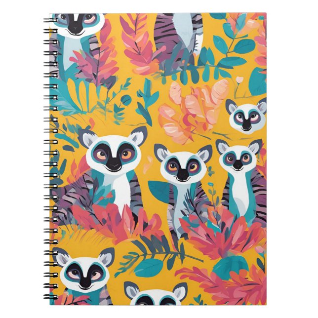 Lemur Paradise Notebook – Vibrant Jungle Design (Front)