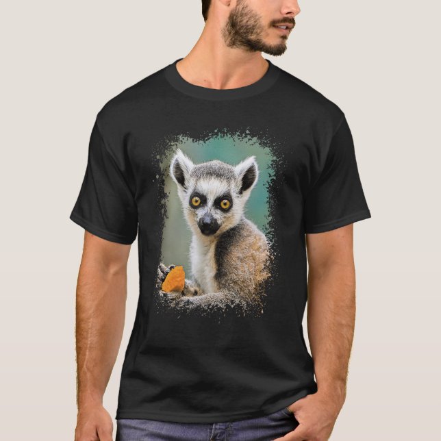 Lemur Photo Zoo Animal Primate Splatter Art Tee (Front)