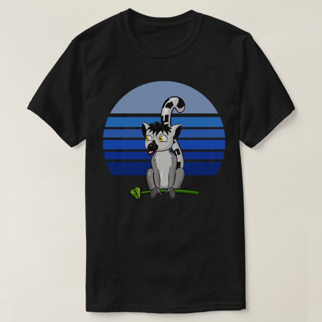 Lemur Retro Blue T-Shirt (Design Front)