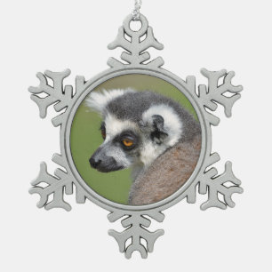 Lemur-Thai ring-ring Snowflake Pewter Christmas Ornament