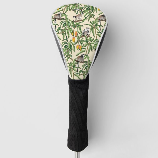 lemurs and branches mango seamless pattern   golf head cover (Front)