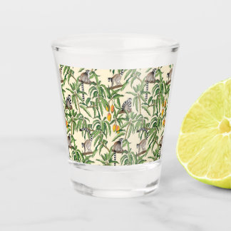 lemurs and branches mango seamless pattern   shot glass