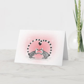 Lemurs in love Valentine's card