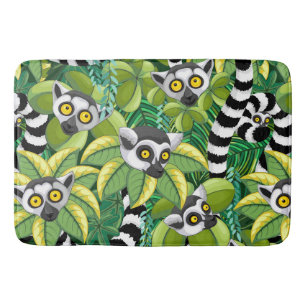 Lemurs of Madagascar in Exotic Jungle Bath Mat