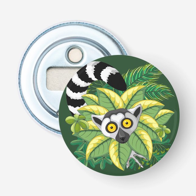 Lemurs of Madagascar in Exotic Jungle Bottle Opener (Front)