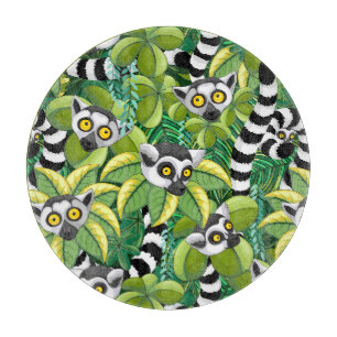 Lemurs of Madagascar in Exotic Jungle Cutting Board
