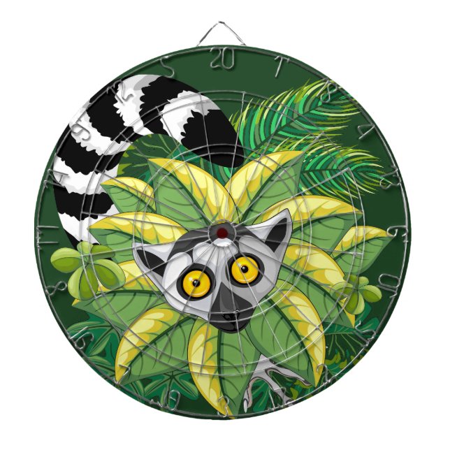 Lemurs of Madagascar in Exotic Jungle Dartboard (Front)