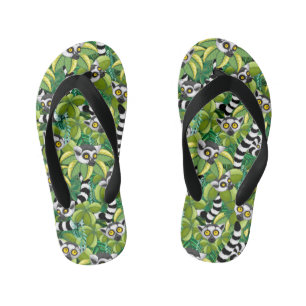 Lemurs of Madagascar in Exotic Jungle Kid's Thongs