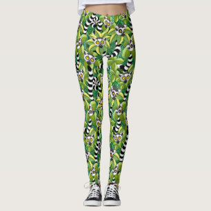 Lemurs of Madagascar in Exotic Jungle Leggings