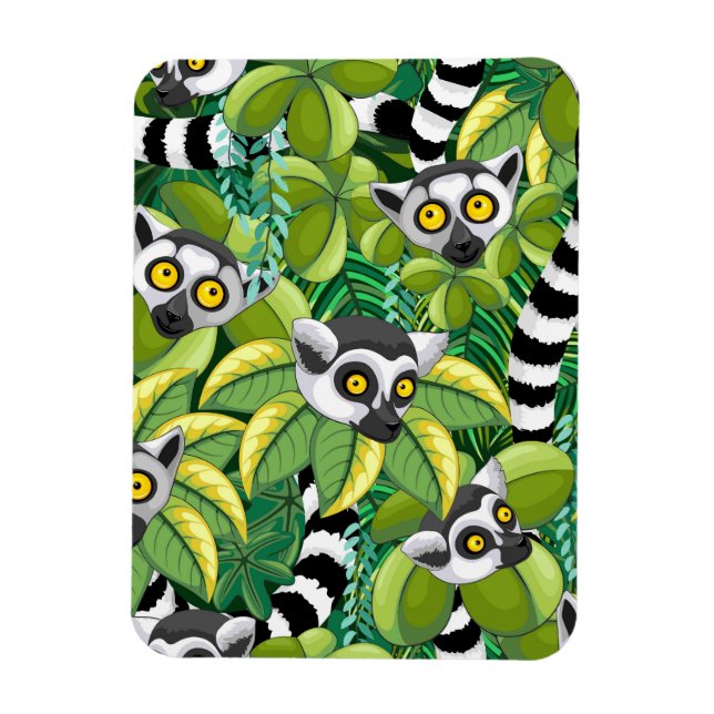 Lemurs of Madagascar in Exotic Jungle Magnet (Vertical)