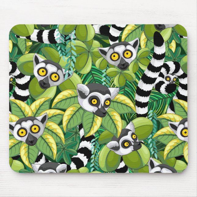 Lemurs of Madagascar in Exotic Jungle Mouse Pad (Front)