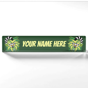 Lemurs of Madagascar in Exotic Jungle Nameplate