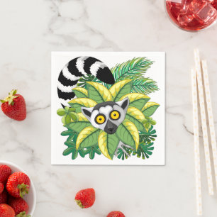 Lemurs of Madagascar in Exotic Jungle Napkin