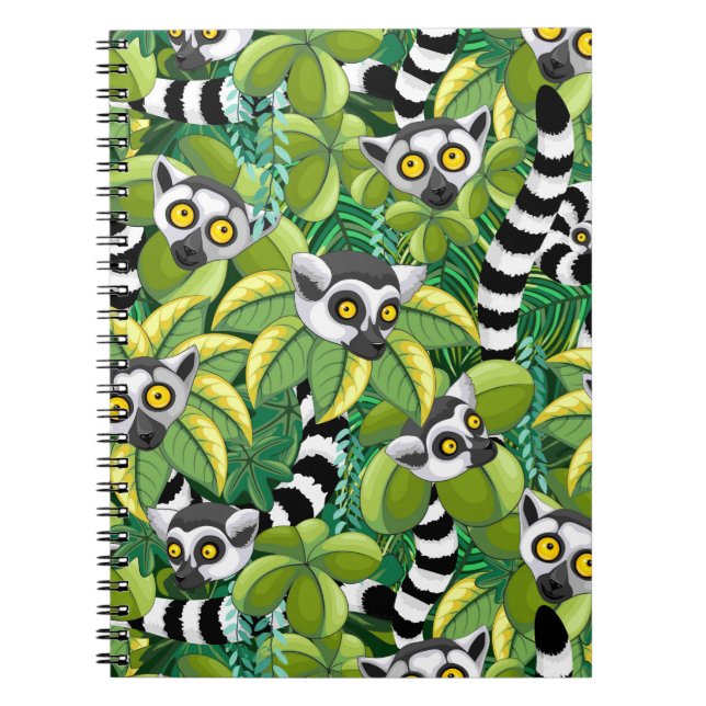 Lemurs of Madagascar in Exotic Jungle Notebook (Front)