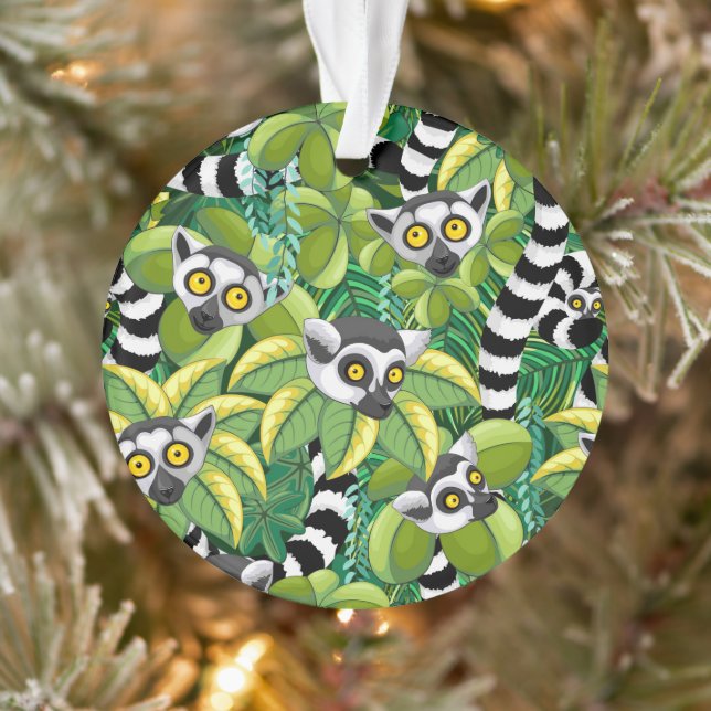 Lemurs of Madagascar in Exotic Jungle Ornament (Tree)