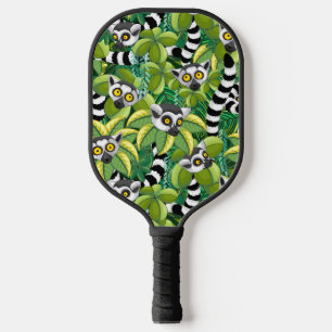 Lemurs of Madagascar in Exotic Jungle Pickleball Paddle