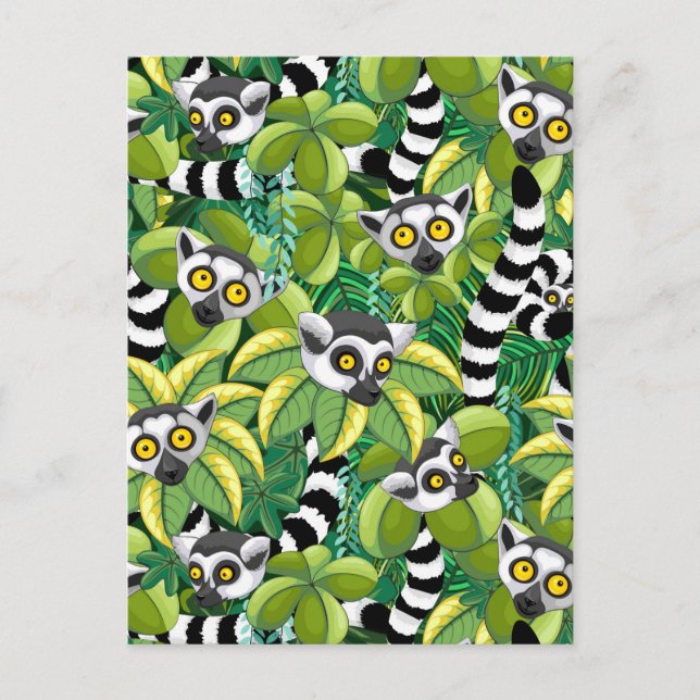 Lemurs of Madagascar in Exotic Jungle Postcard (Front)