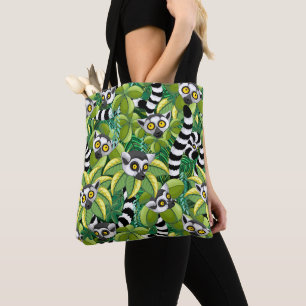 Lemurs of Madagascar in Exotic Jungle Tote Bag