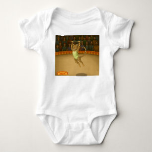 Lena leopard trapeze artist baby bodysuit