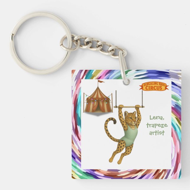 Lena leopard trapeze artist key ring (Front)