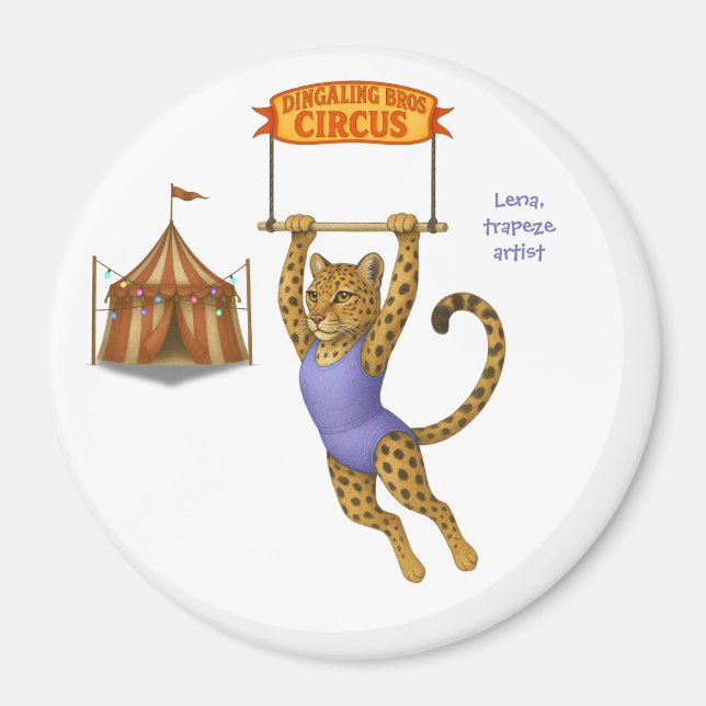 Lena leopard trapeze artist magnet (Front)