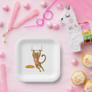 Lena leopard trapeze artist paper plate