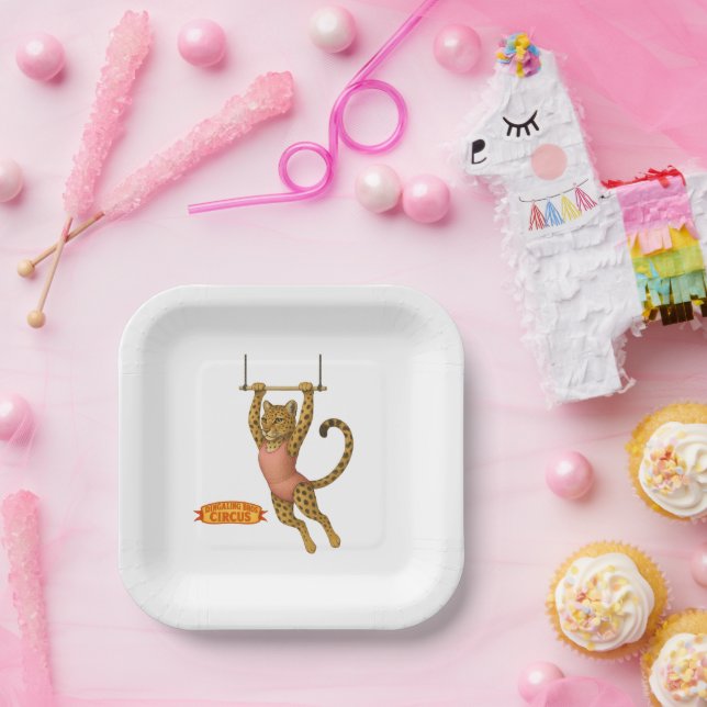 Lena leopard trapeze artist paper plate (Party)