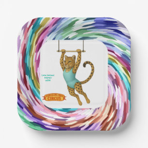 Lena leopard trapeze artist paper plate