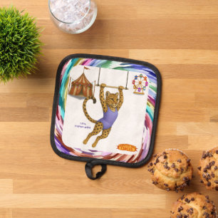 Lena leopard trapeze artist pot holder