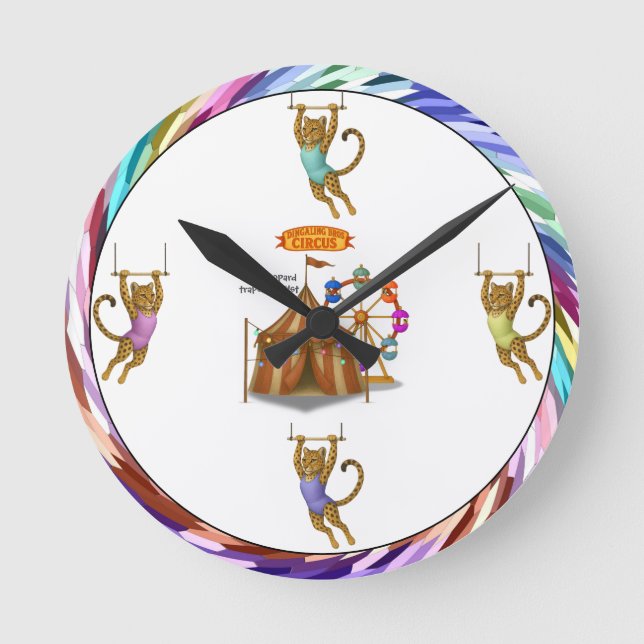 Lena leopard trapeze artist round clock (Front)