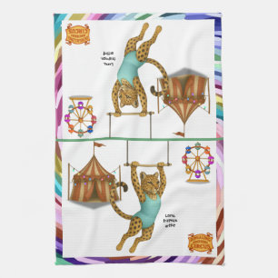 Lena leopard trapeze artist tea towel