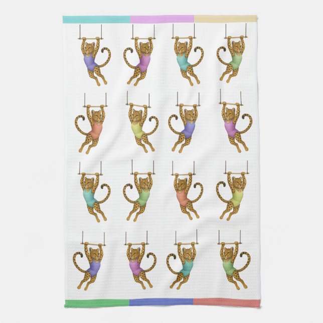 Lena leopard trapeze artist tea towel (Vertical)