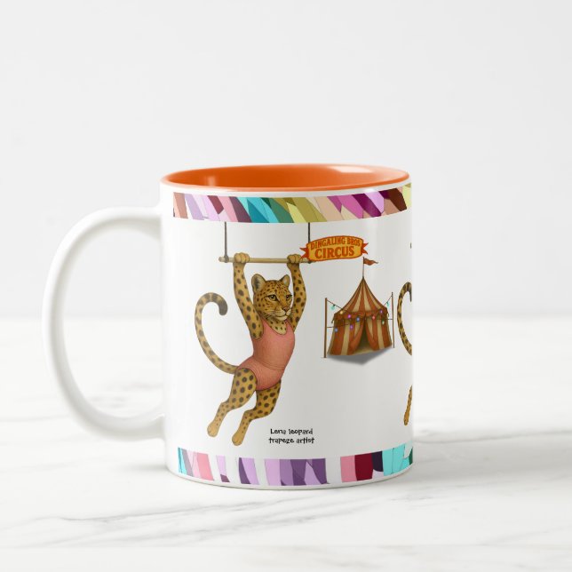 Lena leopard trapeze artist Two-Tone coffee mug (Left)