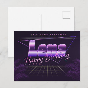 Lena Name Vorname lila Postkarte Geburtstag Postcard
