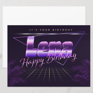 Lena Name Vorname lila retro Karte Geburtstag Card