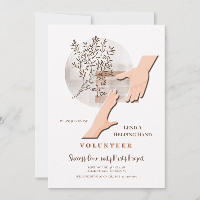 Lend A Helping Hand  Invitation (Front)