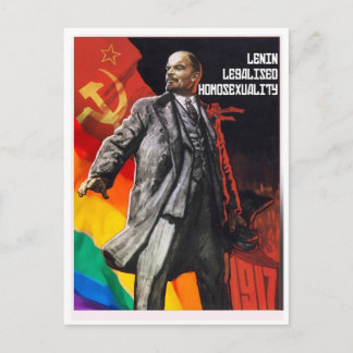 "Lenin legalised homosexuality in 1917" postcard