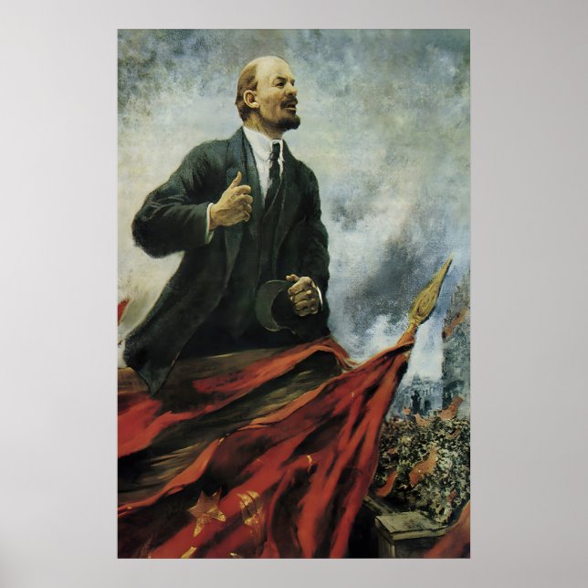 Lenin Portrait Soviet Propaganda Poster - CCCP (Front)