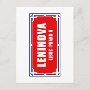 Leninova, Prague, Czech Street Sign Postcard