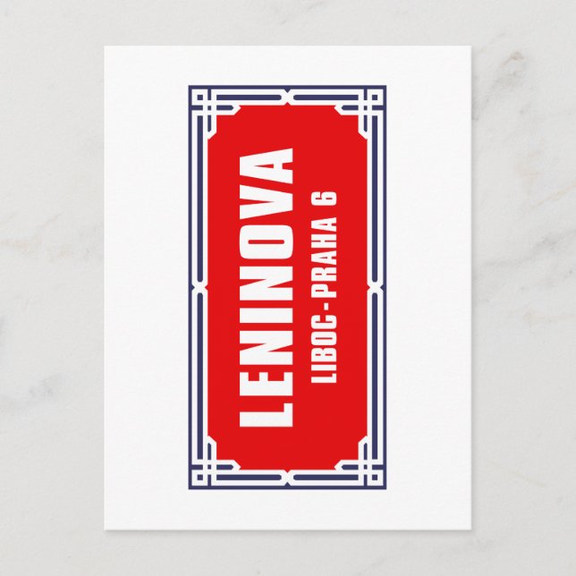 Leninova, Prague, Czech Street Sign Postcard (Front)