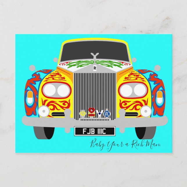 Lennon's classic psychedelic limousine car postcard (Front)