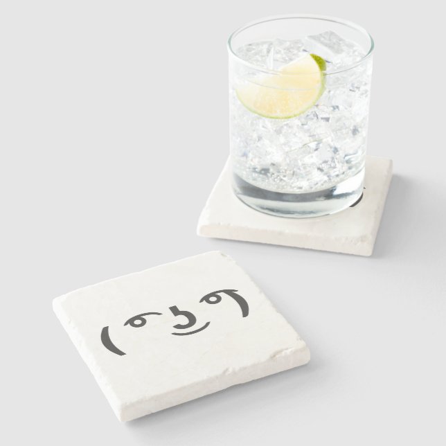Lenny face memes ( ͡° ͜ʖ ͡°)  Text Emoji Stone Coaster (Side)
