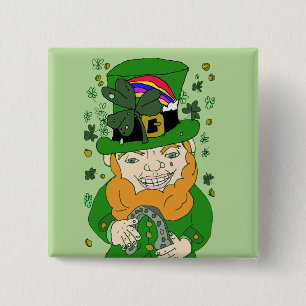 Lenny The Leprechaun 2 Inch Square Button