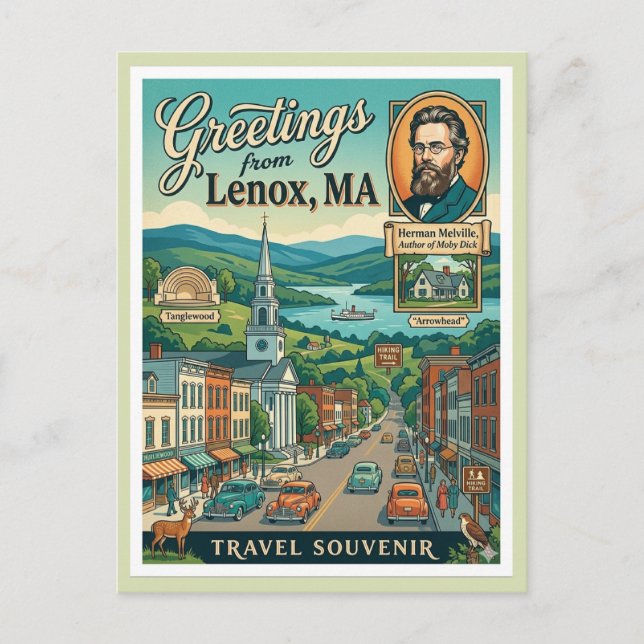 Lenox MA Arrowhead Berkshires Postcard (Front)