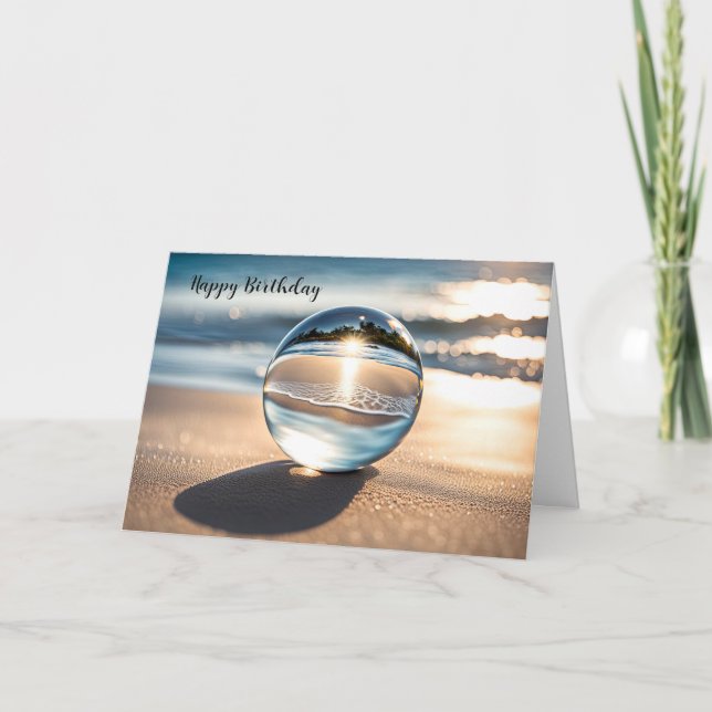Lens Ball With Beach Reflection For Birthday Card (Front)