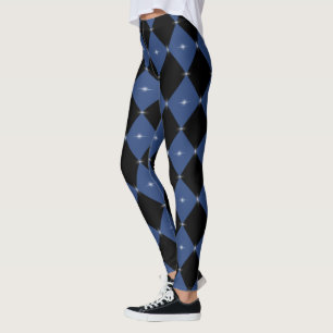 Lens Flares Harlequin Pattern Blue/Black Leggings