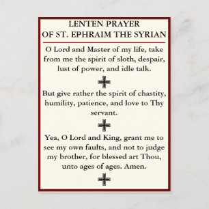 Lenten Prayer of St. Ephraim the Syrian - card